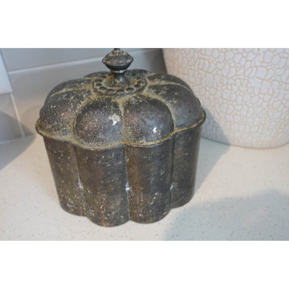 VTG Godinger Ornate Metal Trinket Box Jewelry Box Decorative Lidded‎ Container